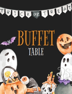 Editable Trick or Treat Halloween Party Sign, Custom Food Label, Instant Download, Halloween Food Sign, Printable Party Sign, Corjl Template design preview