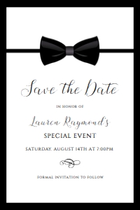 Editable Save the Date Card, Black Tie Save the Date, Gala Event Template, Save the Date, Black and White Save the Date Card, Corjl Template design preview