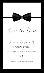 BlackTieSavetheDate5x3: Editable Black Tie Invitation Set, Black and White Invitation Kit, Tux Themed Invitation Kit, Formal Event Invitation Bundle, Corjl Template