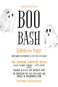 Halloween Ghost Invitation Bundle, Editable Ghost Invitation Set, Halloween Invitation Kit, Boo Bash Invitations, Corjl Halloween Template design preview