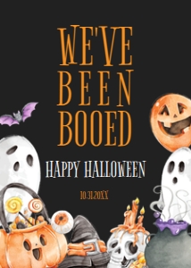 HalloweenKidsBlackBooedSign5x7: Instant Download You've Been Booed Kit, You've Been Booed Printable, Halloween Boo Cards, Halloween Boo Kit, We've Been Booed, Booed Sign
