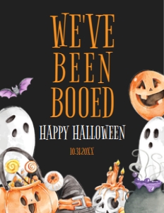 HalloweenKidsBooedSign8x11: Instant Download You've Been Booed Kit, You've Been Booed Printable, Halloween Boo Cards, Halloween Boo Kit, We've Been Booed, Booed Sign