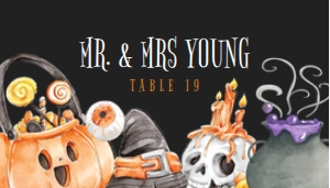 HalloweenKidsBlkCard: Digital Download Escort Cards, Fall Festival Place Card, Place Card Template, Corjl Template, Printable Place Card, Halloween Name Cards