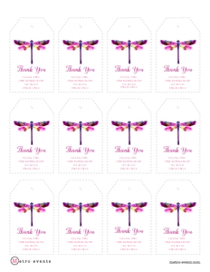PinkDragonFlyFavorTag: Dragonfly Bridal Shower Invite Bundle, Printable Invitation Kit, Editable Invitation Set, Corjl Template Invitation, Dragonfly Invitations