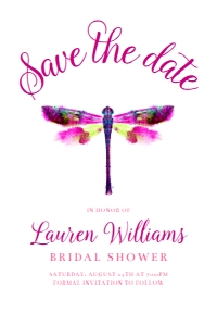 PinkDragonflySavethedate4x6: Dragonfly Bridal Shower Invite Bundle, Printable Invitation Kit, Editable Invitation Set, Corjl Template Invitation, Dragonfly Invitations