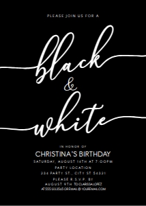 ClassyBlackWhite5x7: Minimalist Black and White Party Invitations, Adult Party Invitation, Black and White Party, Printable Invitation, Editable Invite, Template