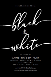 ClassyBlackWhite4x6: Minimalist Black and White Party Invitations, Adult Party Invitation, Black and White Party, Printable Invitation, Editable Invite, Template