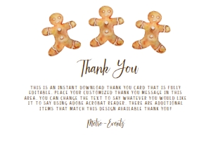 Holiday Thank You Card, Cookie Exchange Thank You Card, Printable Thank You Card, Christmas Thank You Card, Corjl Template, Instant Download design preview