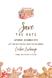 Editable Save the Date Card, Cookie Exchange Save the Date, Christmas Card Template, Holiday Save the Date, Save the Date, Corjl Template design preview