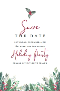 PineBerriesChristamasSavetheDate: Editable Save the Date Cards, Holiday Save the Date, Christmas Pine Template, Holiday Party Save the Date, Save the Date, Corjl Template