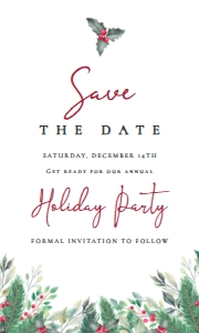 PineBerriesChristmasSave5x3: Editable Save the Date Cards, Holiday Save the Date, Christmas Pine Template, Holiday Party Save the Date, Save the Date, Corjl Template