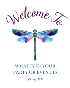 PurpleDragonflyWelcome16x20: Editable Invitation Set, Printable Invitation Kit, Dragonfly Bridal Shower Invite Bundle, Corjl Template Invitation, Dragonfly Invitation