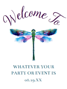 PurpleDragonflyWelcome18x24: Editable Invitation Set, Printable Invitation Kit, Dragonfly Bridal Shower Invite Bundle, Corjl Template Invitation, Dragonfly Invitation