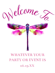 PinkDragonflyWelcome18x24: Dragonfly Bridal Shower Invite Bundle, Printable Invitation Kit, Editable Invitation Set, Corjl Template Invitation, Dragonfly Invitations