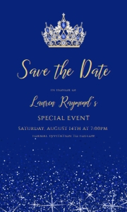 Royal Blue Glitter Glam Invitation Set, Printable Invitation Kit, Gold Glitter and Royal Blue Invite Bundle, Editable Corjl Template Invite design preview