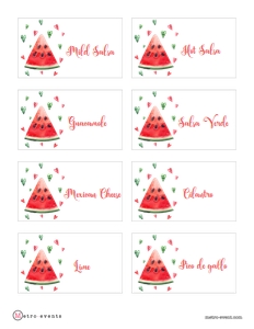 WatermelonFoodLabel3: Editable Food Signs, Food Labels, Watermelon Heart Themed Food Sign and Labels, Summer Party, Corjl Template, Instant Download, Printable