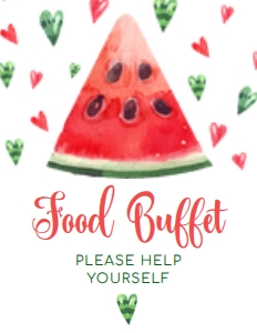 WatermelonFoodSIgn8x11: Editable Food Signs, Food Labels, Watermelon Heart Themed Food Sign and Labels, Summer Party, Corjl Template, Instant Download, Printable