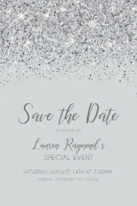 Elegant Silver Glam Bridal Shower Invitation Kit - Perfect for a Chic and Stylish Celebration, Invitation Bundle, Editable Corjl Template design preview