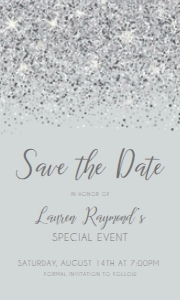 Elegant Silver Glam Save the Date Card | Chic Wedding Invitation | Modern & Sophisticated Design, Edit with Corjl design preview