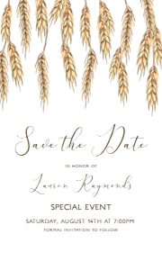 Editable Save the Date Cards, Country Save the Date, Event Template, Wedding Save the Date, Rustic Wheat Save the Date Cards, Corjl Template design preview