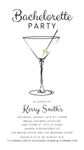Stylish Minimalist Bachelorette Invitation Kit Printable Bundle Cocktail Glass Modern Invitation Editable Corjl Template Invite Bundle design preview
