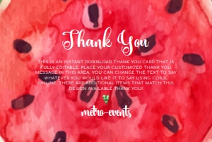 Watermelon Thank You Card, Editable Custom Thank You Card, Instant Download, Corjl Template, Printable Thank You Card, Thank You Notes design preview