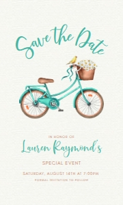 DaisyBikeSavetheDate5x3: Boho Vintage Bike and Daisy Bridal Shower Invitation Printable Kit Rustic Boho Editable Wedding Shower Bundle Edit with Corjl DIY Printables
