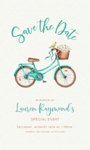 DaisyBikeSavetheDate5x3: Boho Vintage Bike and Daisy Bridal Shower Invitation Printable Kit Rustic Boho Editable Wedding Shower Bundle Edit with Corjl DIY Printables