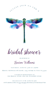 Editable Purple and Blue Dragonfly Bridal Shower Evite Invitation Electronic Invite Smartphone Invitation Corjl Template SMS invite design preview