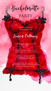 RedBlackLingCellPhone: Editable Red Lingerie Bridal Shower, Bachelorette Evite Invitation Electronic Invite Smartphone Invitation Corjl Template SMS invite