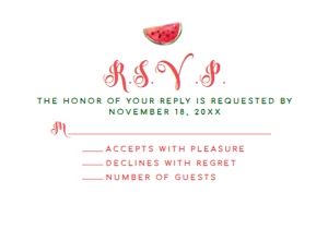 Printable Watermelon RSVP card, Summer Party rsvp Card, rsvp Card Template, Instant Download, Corjl Template, Enclosure Card, RSVP Card design preview