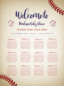 Vintage Baseball Custom Seating Chart, Printable Seating Chart Sign, Seating Chart Poster, Editable Seating Chart, Event Seating Charts design preview
