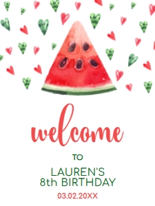 WatermelonWelcome18x24: Editable Watermelon Welcome Sign, Sweet Celebration Welcome Signs, Printable Party Sign, Instant Download, Corjl Welcome Sign Template
