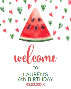 WatermelonWelcome16x20: Editable Watermelon Welcome Sign, Sweet Celebration Welcome Signs, Printable Party Sign, Instant Download, Corjl Welcome Sign Template