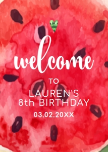 watermelonWelcomeThree5x7: Editable Watermelon Welcome Sign, Sweet Celebration Signs, Printable Party Sign, Instant Download, Corjl Template, Fruit Themed Party signs