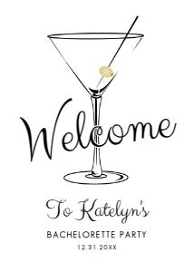 MartiniBachWelcome5x7: Editable Bachelorette Welcome Signs Martini Madness Bachelorette Printable Party Sign Instant Download Cocktail Welcome Sign Corjl Template