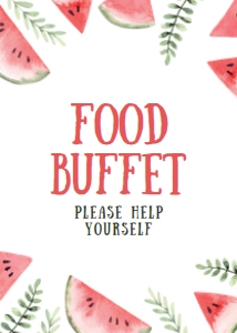 WatermelonBBQFoodSign5x7: Editable Food Signs, Food Labels, Watermelon Themed Food Signs, Food Table Sign, Summer Party, Corjl Template, Instant Download, Printable