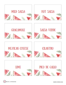 WatermelonBBQfoodlabel3: Editable Food Signs, Food Labels, Watermelon Themed Food Signs, Food Table Sign, Summer Party, Corjl Template, Instant Download, Printable
