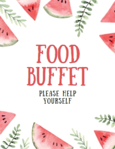 watermelonBBQFoodSign8x11: Editable Food Signs, Food Labels, Watermelon Themed Food Signs, Food Table Sign, Summer Party, Corjl Template, Instant Download, Printable