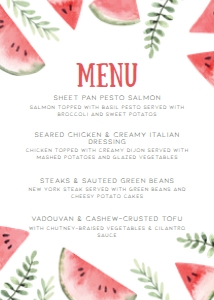 Printable Food Menu, Watermelon BBQ Dinner Menu, Food Menu, Dinner Menu, Editable Instant Download, Printable Menu, Corjl Templatev design preview