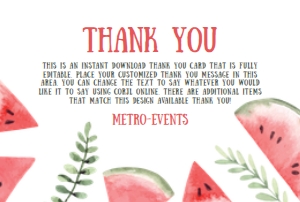 Editable Thank You Card, Custom Thank You Card, Instant Download, Corjl Template, Printable Thank You Card, Watermelon Thank You Cards design preview