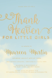 Baby Shower Invitation, Printable Baby Shower Invitation, Instant Download, DIY Invite, Thank Heaven for Little Girls Baby Shower Invitation design preview