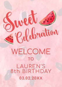 WatermelonWelcomeFive5x7: Sweet Celebration Welcome Signs, Watermelon Welcome Sign, Printable Party Sign, Instant Download, Corjl Template, Fruit Themed Party signs
