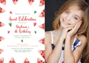 Editable Birthday Invitation, Watermelon Invitation, Watermelon Birthday Invitation, Printable Birthday Invitations, Corjl Invite Template design preview