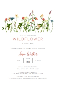 Boho BabyShower Invitation, Wildflower Baby Shower Invitation, A Little wildflower Baby Invitation, Edit with Corjl Shower Invite, Printable design preview
