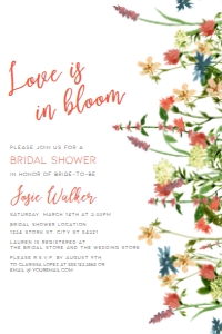 Bridal Shower Invitation, Love is in Bloom Invitation, Wildflower Bridal Shower Invitation, Edit with Corjl Boho Wildflower Wedding Shower design preview