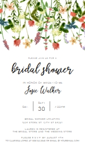 BotanicalFloralBridalCellTwo: Editable Country Boho Wildflower Bridal Shower Digital Party Evite Text Invitation Electronic Smartphone Invitation Corjl Template SMS