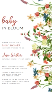 Editable Boho Baby in Bloom Bridal Shower Invitation, Bohemian Invitation, Wildflower Baby Shower Invite, Instant Download, Edit with Corjl design preview