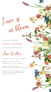 BotanicalFloralBridalCellThree: Editable Colorful Boho Wildflower Bridal Shower Digital Party Evite Text Invitation Electronic Smartphone Invitation Corjl Template SMS