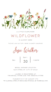BotanicalFloralBabyShowerWildCell: Editable Colorful Boho Wildflower Baby Shower Digital Party Evite Text Invitation Electronic Smartphone Invitation Corjl Template SMS